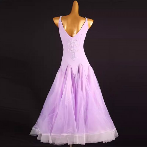 Girls lavender purple competition ballroom dance dresses for women girls tango ballroom flamenco waltz rhythm performance dance gown for female